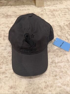 Lonely ghost Black Embroidered Ram Logo Cap NWT